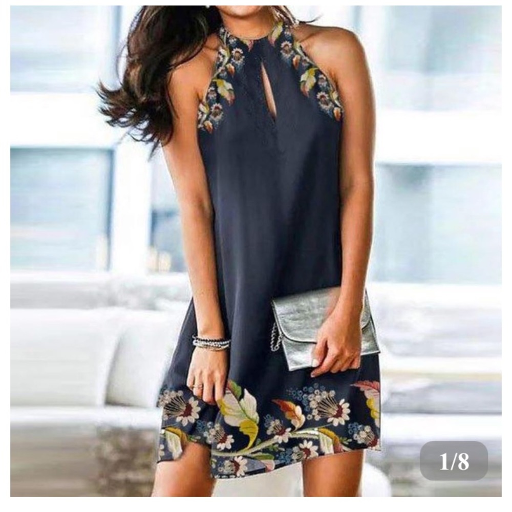 Tidrion Flowy Navy Dress NWT